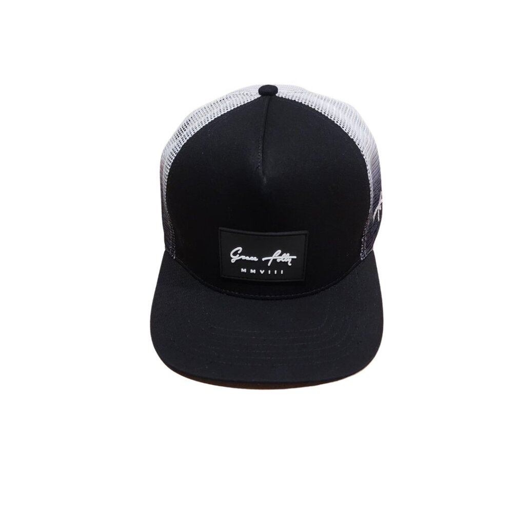 Grace Folly Trucker Cap Mesh Snapback Black and White